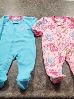 Gerber Blue & Pink Baby Footed One-Pieces